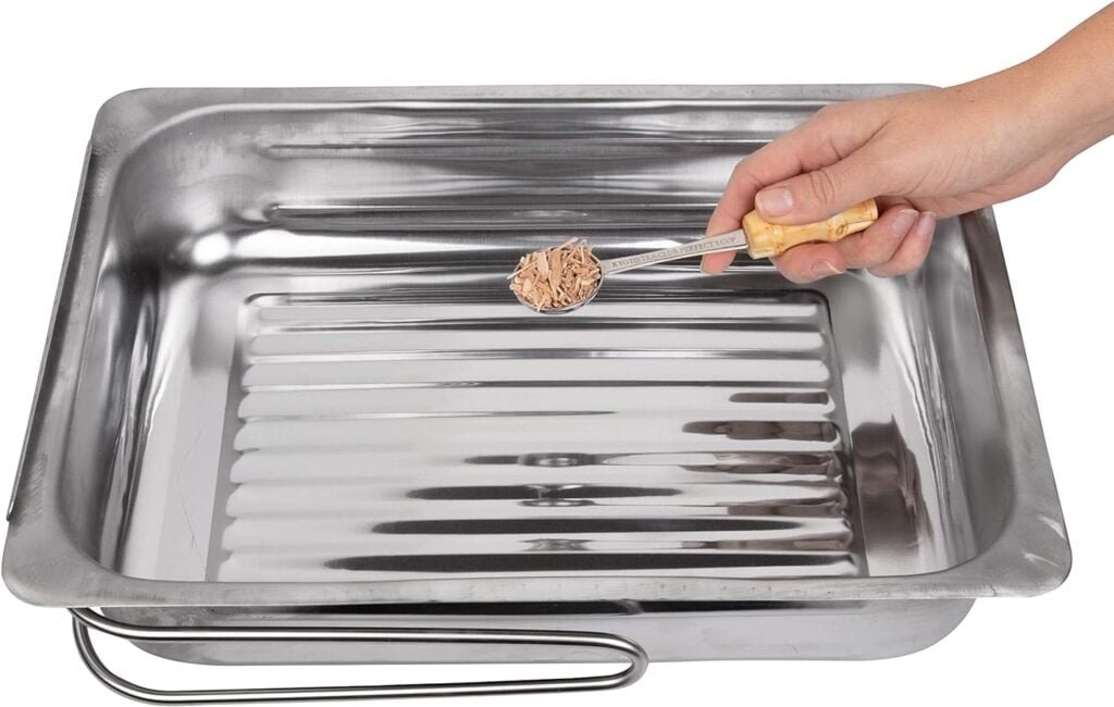 Camerons Large Stovetop Smoker - Stainless Steel BBQ Smoker Box w/Hickory  Oak Wood Chips  Recipe Guide - Indoor Outdoor Use - Great for Smoking Meats, Veggies  Seafood - Barbecue Grilling Gift