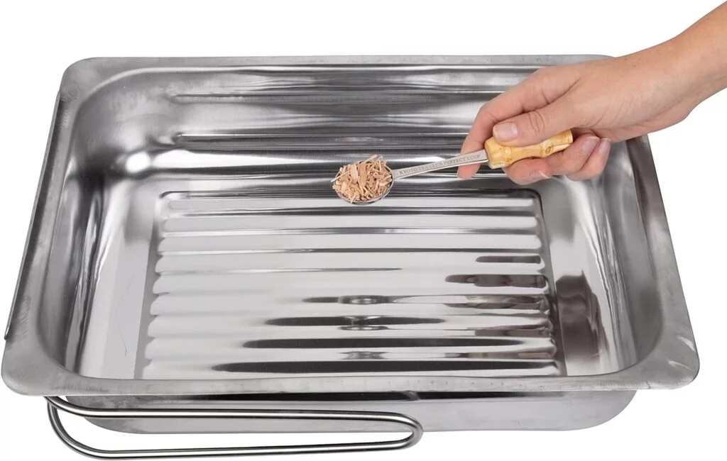 Camerons Large Stovetop Smoker - Stainless Steel BBQ Smoker Box w/Hickory Oak Wood Chips Recipe Guide - Indoor Outdoor Use - Great for Smoking Meats, Veggies Seafood - Barbecue Grilling Gift Camerons Large Stovetop Smoker - Stainless Steel BBQ Smoker Box w/Hickory Oak Wood Chips Recipe Guide - Indoor Outdoor Use - Great for Smoking Meats, Veggies Seafood - Barbecue Grilling Gift