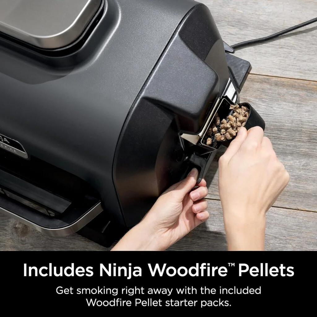 Ninja OG850 Woodfire Pro XL Outdoor Grill Smoker with Built-In Thermometer, 4-in-1 Master Grill, BBQ Smoker, Outdoor Air Fryer, Bake, Portable, Electric, Blue Ninja OG850 Woodfire Pro XL Outdoor Grill Smoker with Built-In Thermometer, 4-in-1 Master Grill, BBQ Smoker, Outdoor Air Fryer, Bake, Portable, Electric, Blue