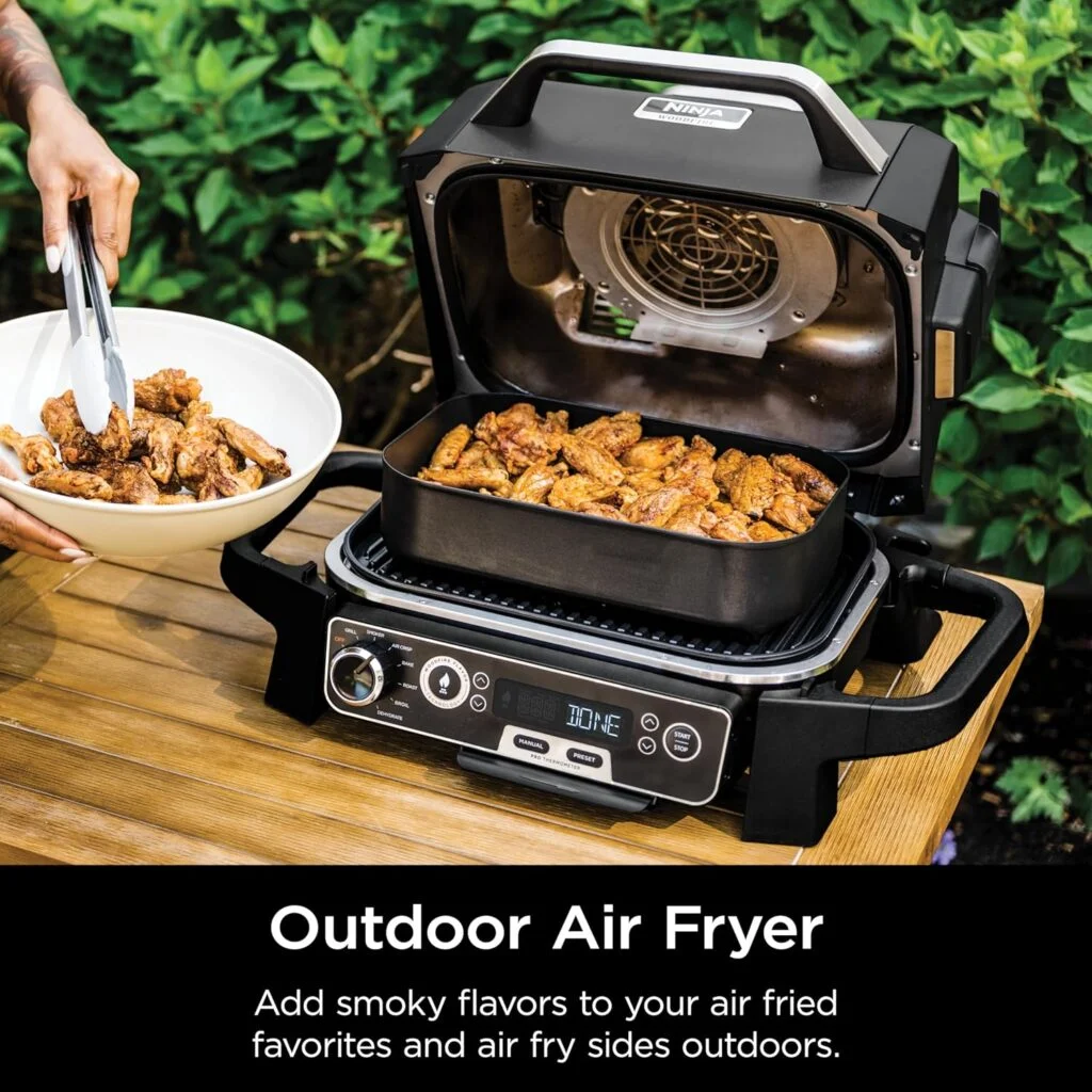 Ninja OG850 Woodfire Pro XL Outdoor Grill Smoker with Built-In Thermometer, 4-in-1 Master Grill, BBQ Smoker, Outdoor Air Fryer, Bake, Portable, Electric, Blue Ninja OG850 Woodfire Pro XL Outdoor Grill Smoker with Built-In Thermometer, 4-in-1 Master Grill, BBQ Smoker, Outdoor Air Fryer, Bake, Portable, Electric, Blue