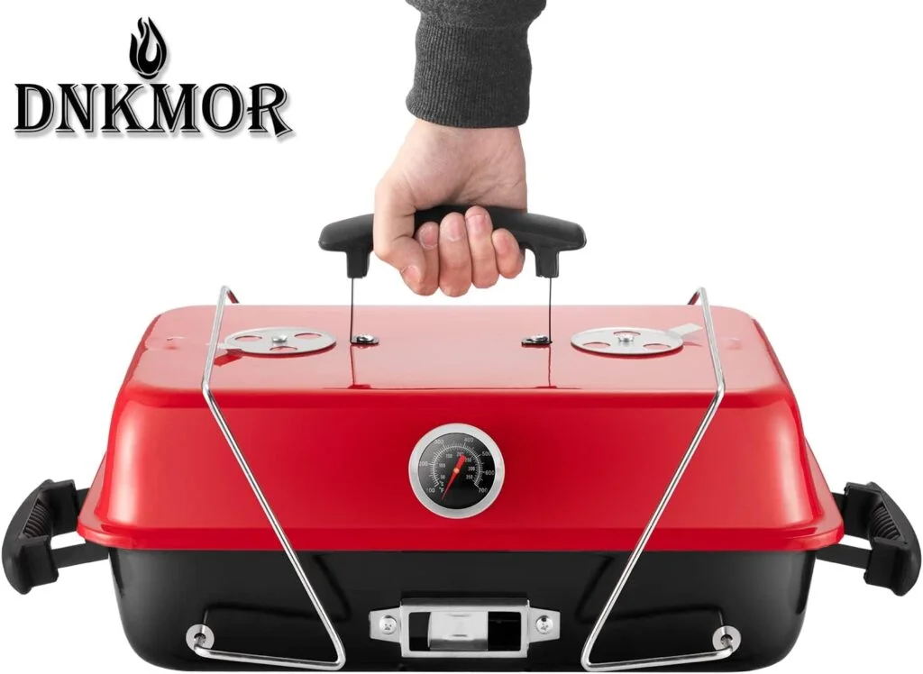 Portable Charcoal Grill, Tabletop Outdoor Barbecue Smoker, Small BBQ Grill for Outdoor Cooking Backyard Camping Picnics Beach by DNKMOR GREEN