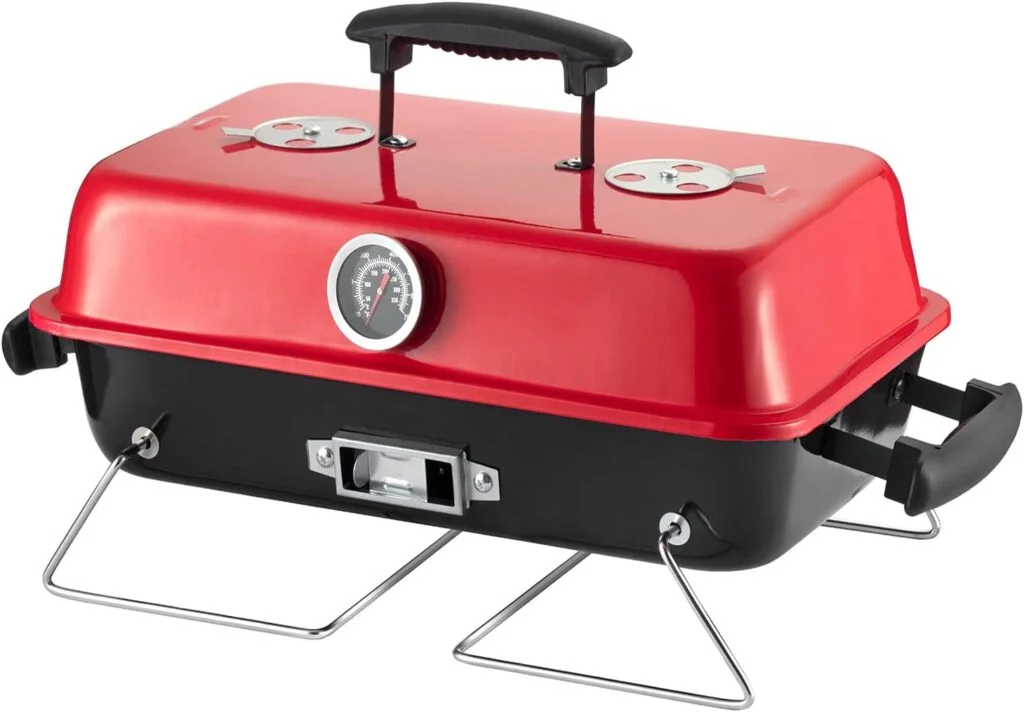 Portable Charcoal Grill, Tabletop Outdoor Barbecue Smoker, Small BBQ Grill for Outdoor Cooking Backyard Camping Picnics Beach by DNKMOR GREEN