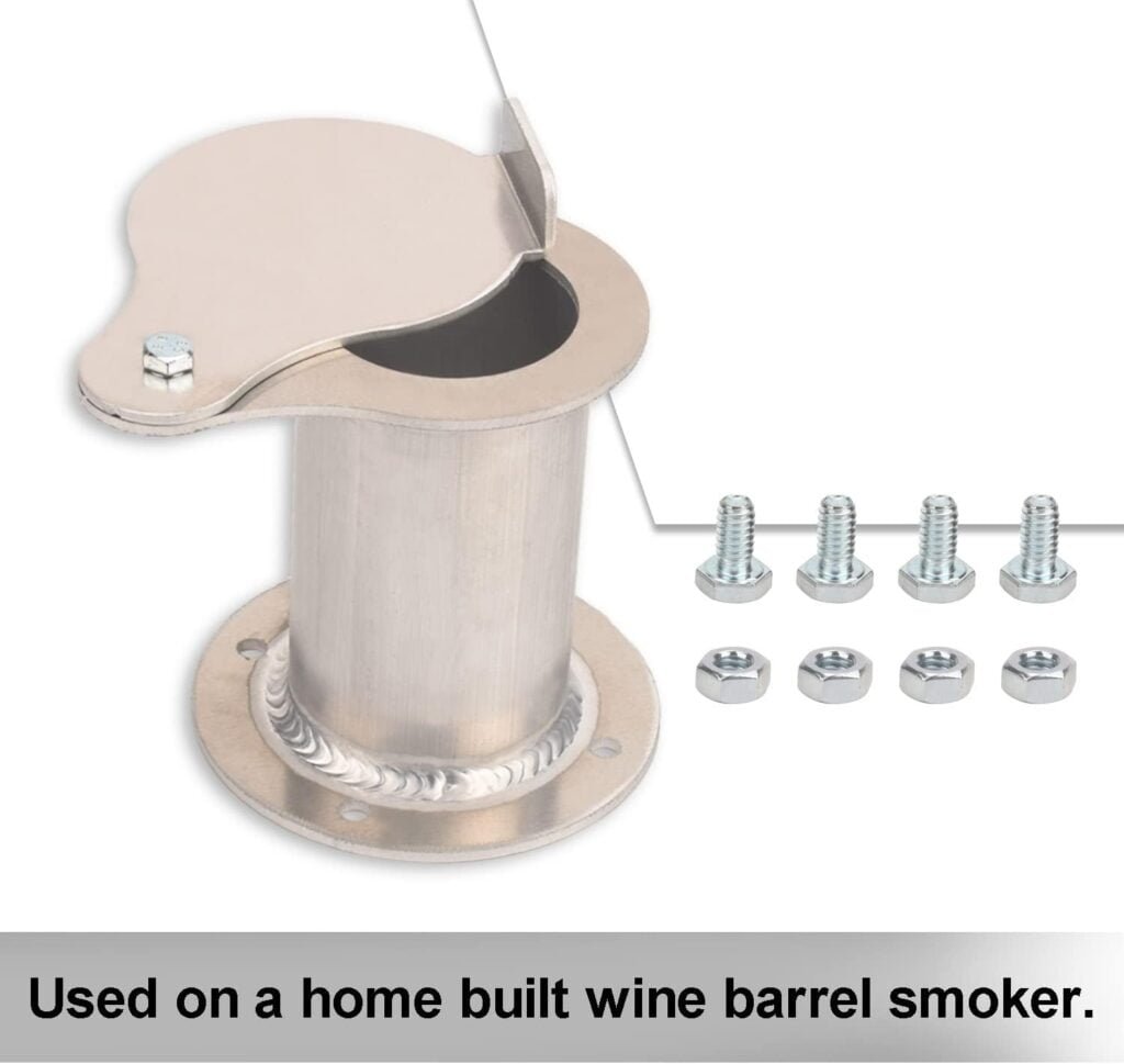 2 Teardrop Flanged Vent for UDS Ugly Drum Smoker Lid Exhaust, BBQ smoker Vent Smoke Stack Damper - With Screws (aluminium)