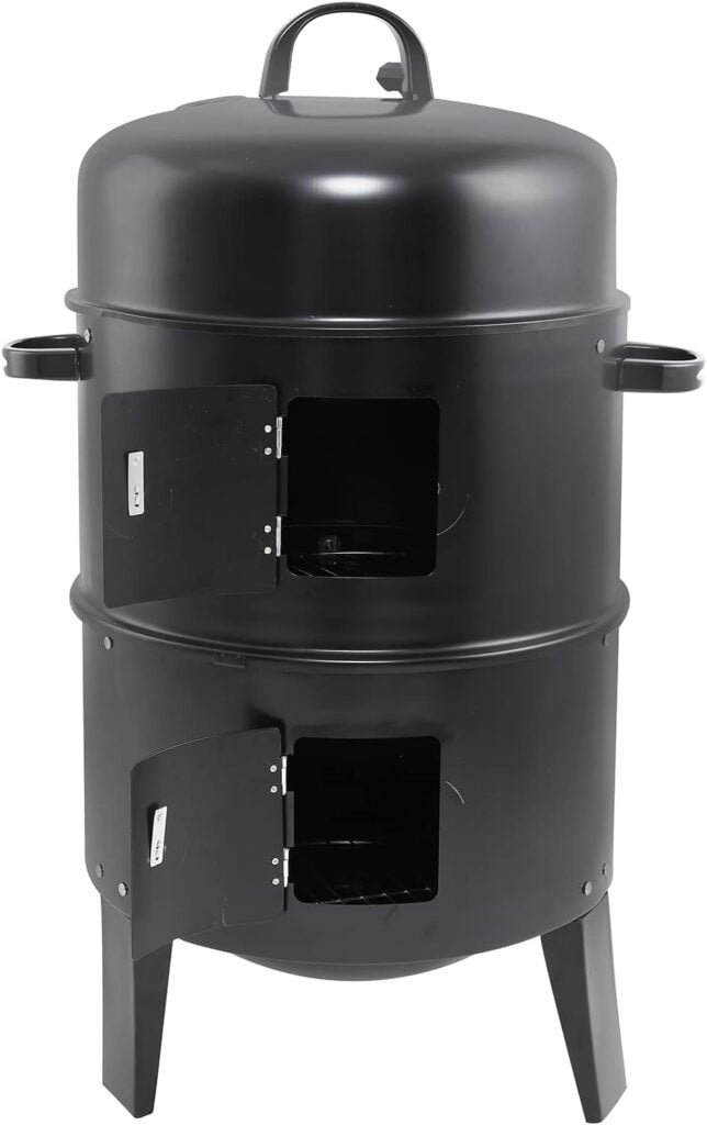 32 Charcoal Smoker BBQ Grill, 3IN1 Outdoor Vertical Smoke Portable Meat Cooker, Black
