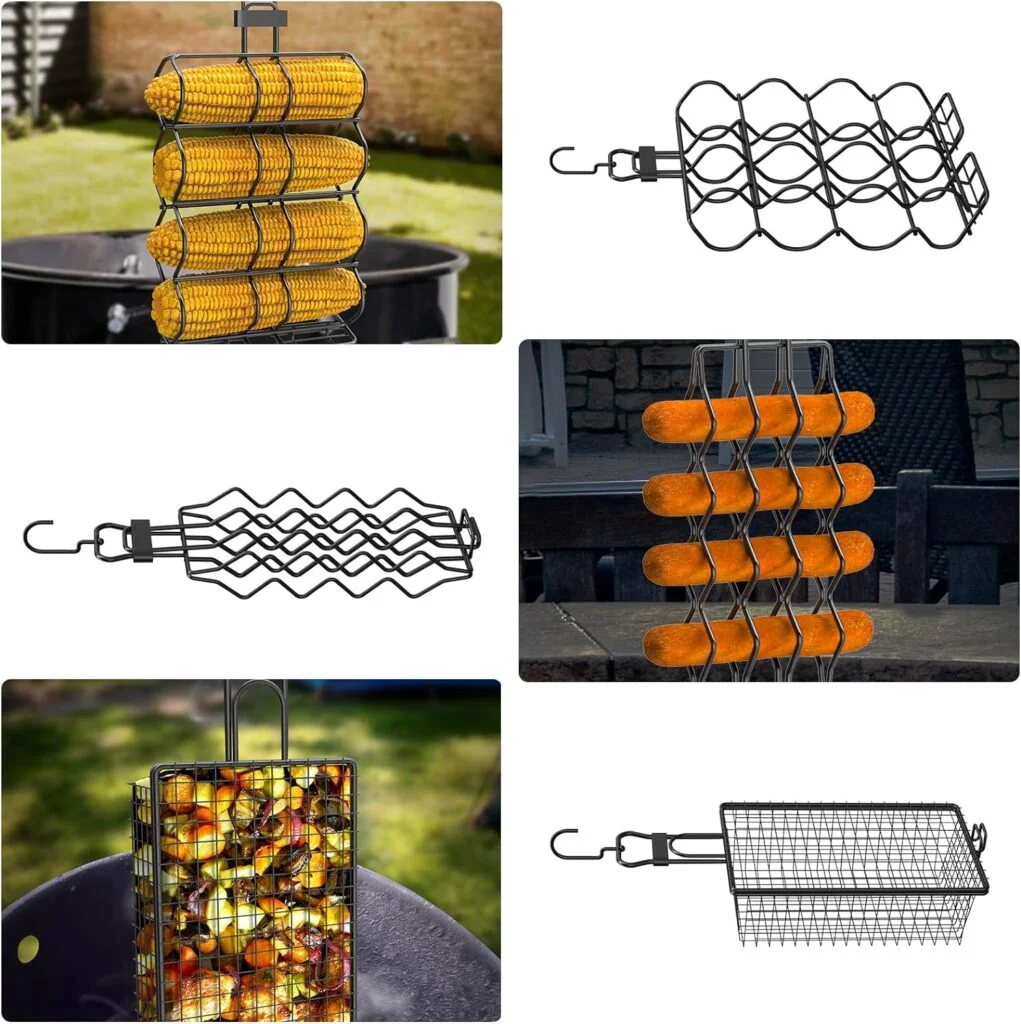 BMMXBI 3 Pack BBQ Grilling Hangers Set for Barrel Smoker, for Pit Barrel Corn/Sausage/Hot Dog/Vegetables Cooker Smoker Accessories, Multifunctional Smoker Hanger Basket BMMXBI 3 Pack BBQ Grilling Hangers Set for Barrel Smoker, for Pit Barrel Corn/Sausage/Hot Dog/Vegetables Cooker Smoker Accessories, Multifunctional Smoker Hanger Basket