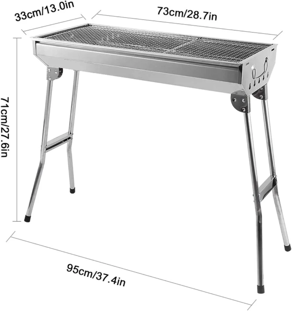 Charcoal Grill, Barbecue Grill Stainless Steel BBQ Smoker Barbecue Folding Portable for Outdoor Cooking Camping Hiking Picnics Backpacking Large Charcoal Grill, Barbecue Grill Stainless Steel BBQ Smoker Barbecue Folding Portable for Outdoor Cooking Camping Hiking Picnics Backpacking Large