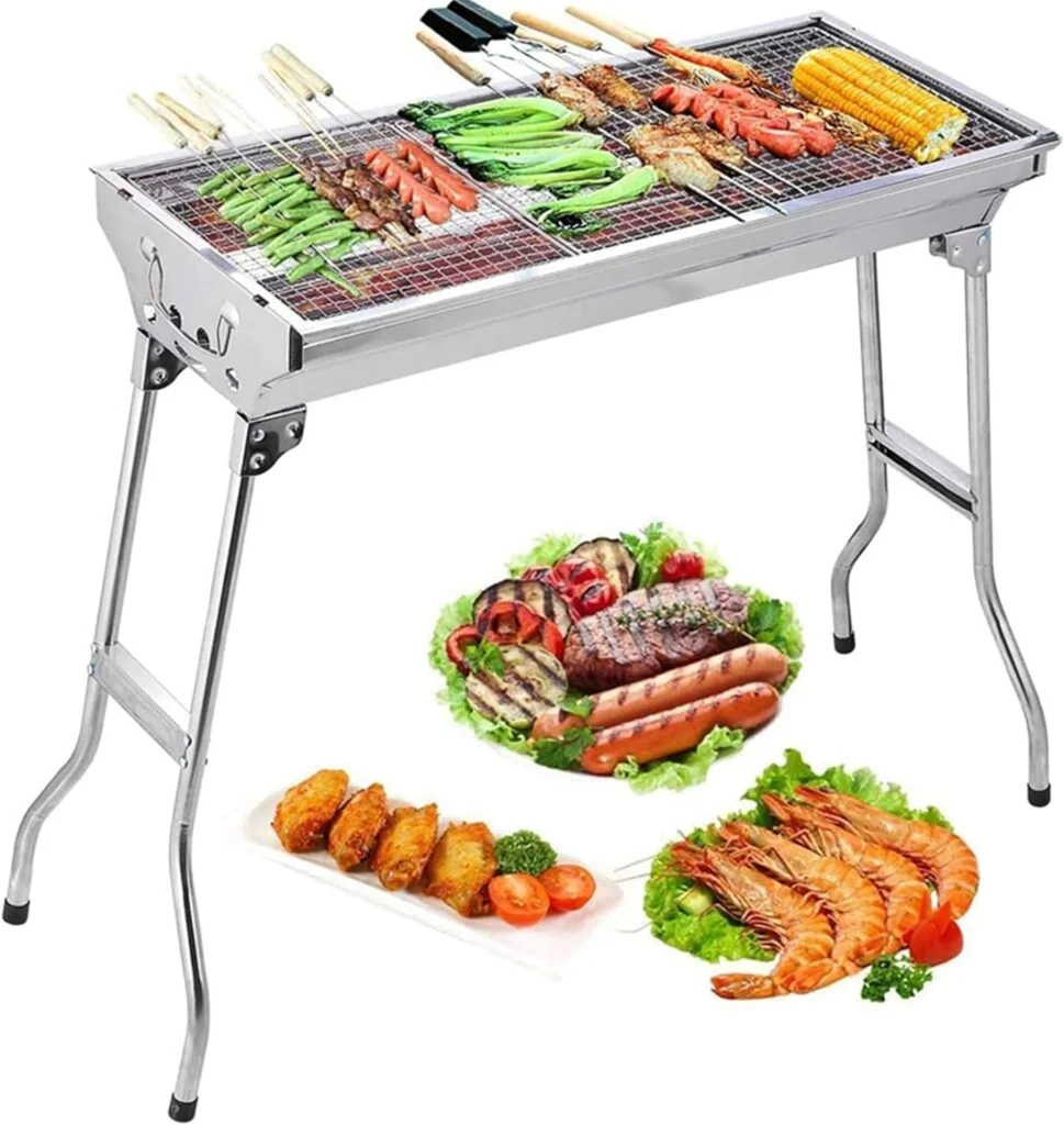 Charcoal Grill, Barbecue Grill Stainless Steel BBQ Smoker Barbecue Folding Portable for Outdoor Cooking Camping Hiking Picnics Backpacking Large Charcoal Grill, Barbecue Grill Stainless Steel BBQ Smoker Barbecue Folding Portable for Outdoor Cooking Camping Hiking Picnics Backpacking Large