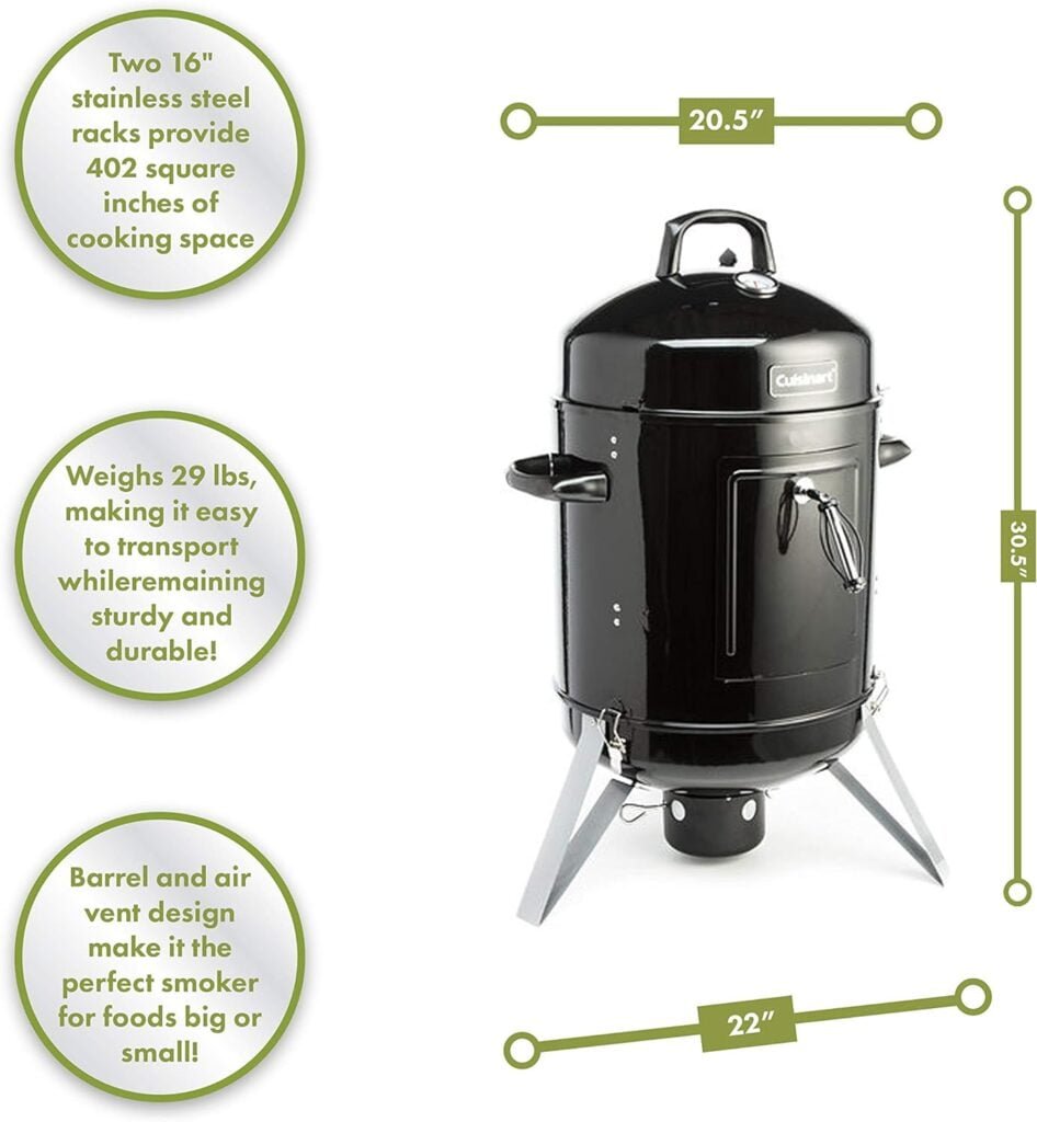 Cuisinart COS-116 Vertical Charcoal Smoker, Black