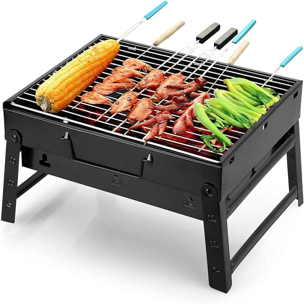 Folding Portable Barbecue Charcoal Grill, Barbecue Desk Tabletop Outdoor Stainless Steel Smoker BBQ for Outdoor Cooking Camping Picnics Beach (M1)