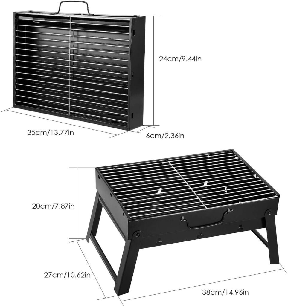 Folding Portable Barbecue Charcoal Grill, Barbecue Desk Tabletop Outdoor Stainless Steel Smoker BBQ for Outdoor Cooking Camping Picnics Beach (M1)