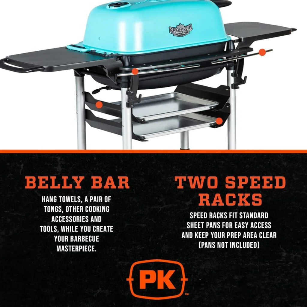 PK Grills Bbq Grill and Smoker Charcoal Grill Portable for Outdoor Barbeque Grilling Camping, Backyard, Patio, Cast Aluminium Grills, Coal, ​​New Original PK Aaron Franklin Addition