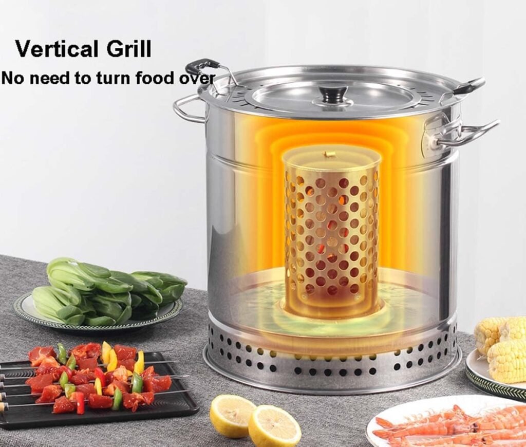 Portable Vertical Charcoal Smoker Grill Barrel Grill Outdoor Indoor Camping Smokeless Charcoal Barbecue Grill BBQ,L Portable Vertical Charcoal Smoker Grill Barrel Grill Outdoor Indoor Camping Smokeless Charcoal Barbecue Grill BBQ,L
