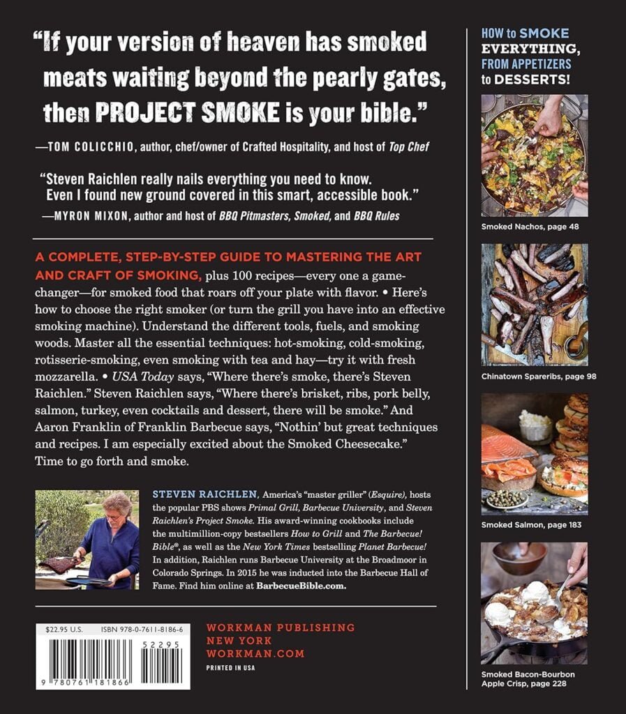 Project Smoke: Seven Steps to Smoked Food Nirvana, Plus 100 Irresistible Recipes from Classic (Slam-Dunk Brisket) to Adventurous (Smoked Bacon-Bourbon ... (Steven Raichlen Barbecue Bible Cookbooks) Paperback – May 10, 2016 Project Smoke: Seven Steps to Smoked Food Nirvana, Plus 100 Irresistible Recipes from Classic (Slam-Dunk Brisket) to Adventurous (Smoked Bacon-Bourbon ... (Steven Raichlen Barbecue Bible Cookbooks) Paperback – May 10, 2016