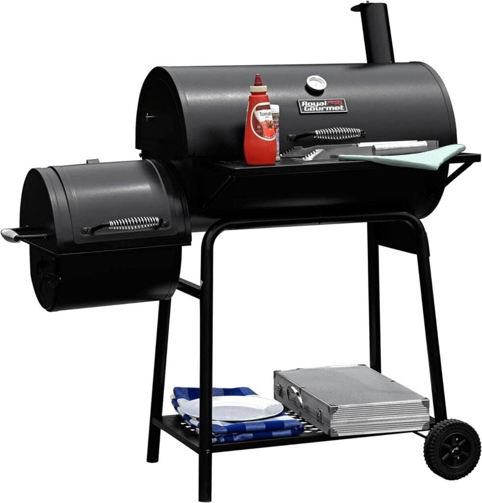Royal Gourmet CC1830FG Charcoal Grill with High Heat-Resistant BBQ Grill Gloves, 811 Square Inches Barrel Smoker, Outdoor Backyard BBQ Cooking, Black Royal Gourmet CC1830FG Charcoal Grill with High Heat-Resistant BBQ Grill Gloves, 811 Square Inches Barrel Smoker, Outdoor Backyard BBQ Cooking, Black