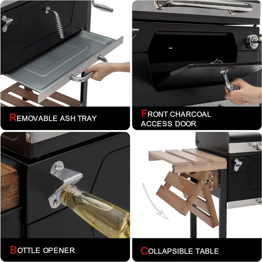 Royal Gourmet CD1824M 24-Inch Charcoal Grill, BBQ Smoker with Handle and Folding Table, Perfect for Outdoor Patio, Garden and Backyard Grilling, Black, Medium Royal Gourmet CD1824M 24-Inch Charcoal Grill, BBQ Smoker with Handle and Folding Table, Perfect for Outdoor Patio, Garden and Backyard Grilling, Black, Medium