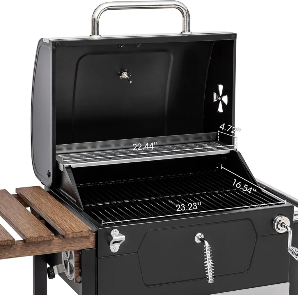 Royal Gourmet CD1824M 24-Inch Charcoal Grill, BBQ Smoker with Handle and Folding Table, Perfect for Outdoor Patio, Garden and Backyard Grilling, Black, Medium Royal Gourmet CD1824M 24-Inch Charcoal Grill, BBQ Smoker with Handle and Folding Table, Perfect for Outdoor Patio, Garden and Backyard Grilling, Black, Medium