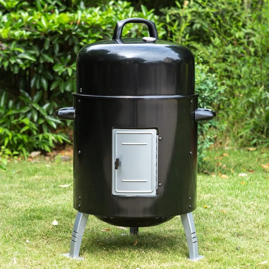 Sophia  William 17 Vertical Charcoal Smoker Grills with Two-Tier Grates, Heavy-Duty Integral Chamber and Tunnel Ventilation System for BBQ, Patio, Outdoor Camping(Black)