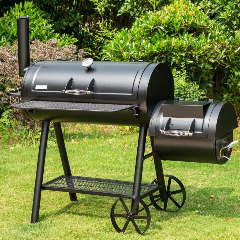 Sophia  William Heavy-Duty Charcoal Smoker Grills Extra Large Outdoor BBQ Gill with Offset Smoker, 941 SQ.IN. Cooking Area with Warming Tray,Push-out Ash Tray for Event Gathering, Black