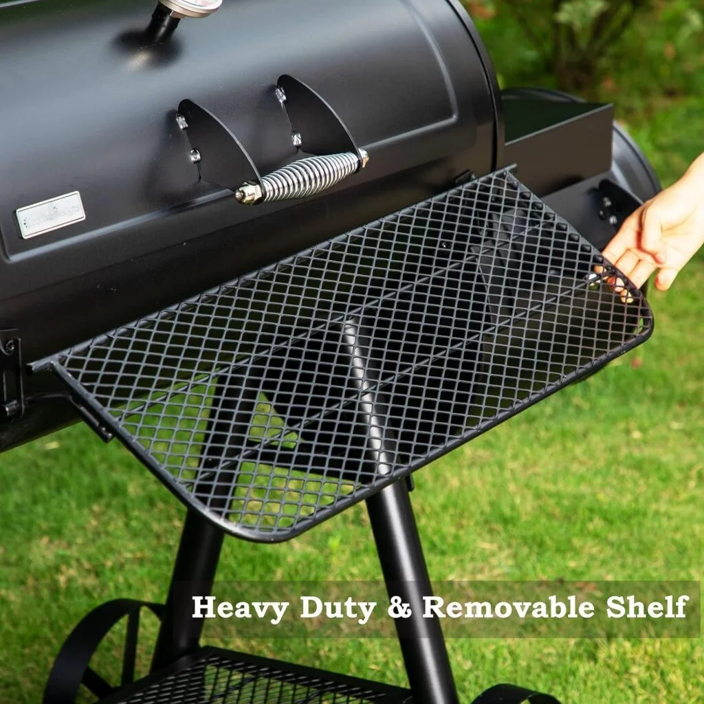 Sophia  William Heavy-Duty Charcoal Smoker Grills Extra Large Outdoor BBQ Gill with Offset Smoker, 941 SQ.IN. Cooking Area with Warming Tray,Push-out Ash Tray for Event Gathering, Black