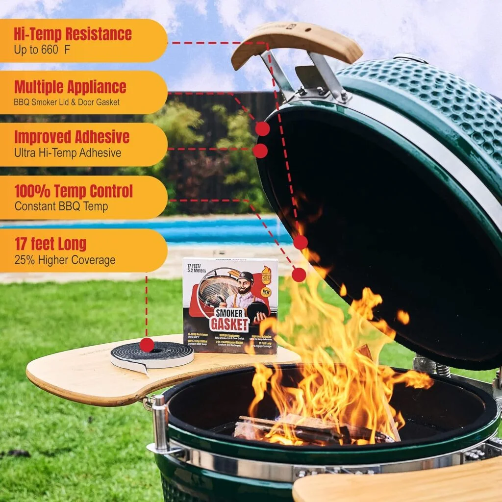 XXL 40 FT Grill Gasket for Smokers - Black 1/2’’ x 1/8’’ Hi Temp Seal Smoker Gasket – 4-Pack x 10 FT Self Stick Black Nomex Fire Tape BBQ Lid – BBQ Grill Smoker Accessories Gifts for Men XXL 40 FT Grill Gasket for Smokers - Black 1/2’’ x 1/8’’ Hi Temp Seal Smoker Gasket – 4-Pack x 10 FT Self Stick Black Nomex Fire Tape BBQ Lid – BBQ Grill Smoker Accessories Gifts for Men