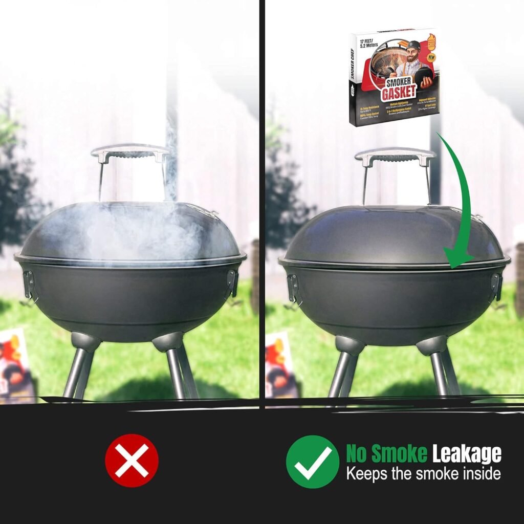 XXL 40 FT Grill Gasket for Smokers - Black 1/2’’ x 1/8’’ Hi Temp Seal Smoker Gasket – 4-Pack x 10 FT Self Stick Black Nomex Fire Tape BBQ Lid – BBQ Grill Smoker Accessories Gifts for Men