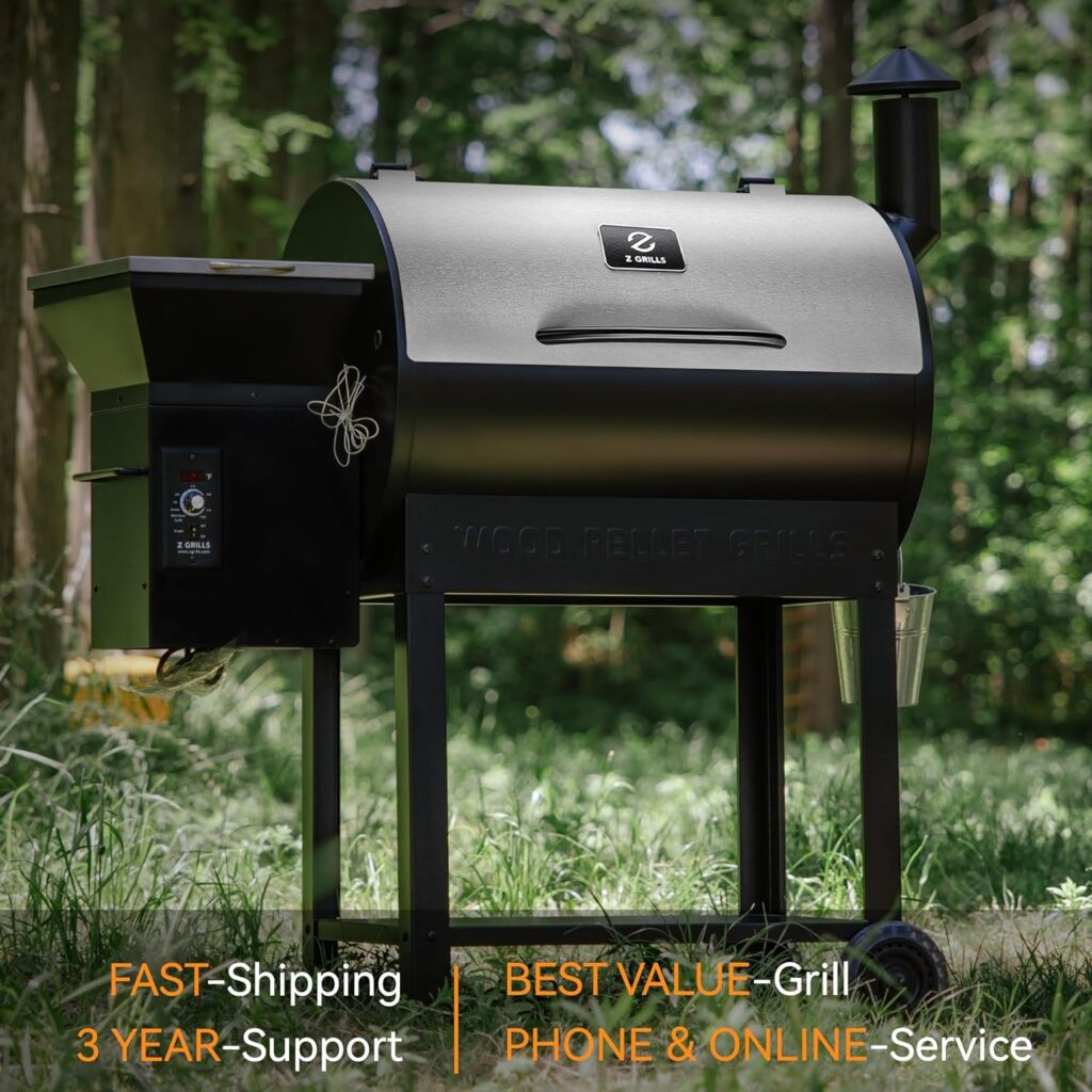 Z GRILLS Wood Pellet Smoker Grill, 8 in 1 BBQ Grill with Auto Temperature Control, 697 sq in Cooking Area for Backyard, Patio and Outdoor Cooking, 7002E, Sliver Z GRILLS Wood Pellet Smoker Grill, 8 in 1 BBQ Grill with Auto Temperature Control, 697 sq in Cooking Area for Backyard, Patio and Outdoor Cooking, 7002E, Sliver