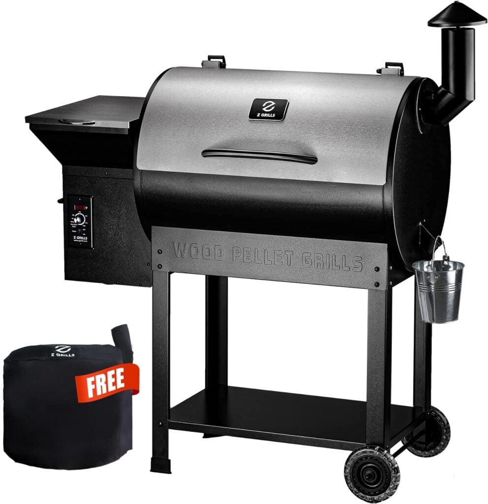 Z GRILLS Wood Pellet Smoker Grill, 8 in 1 BBQ Grill with Auto Temperature Control, 697 sq in Cooking Area for Backyard, Patio and Outdoor Cooking, 7002E, Sliver Z GRILLS Wood Pellet Smoker Grill, 8 in 1 BBQ Grill with Auto Temperature Control, 697 sq in Cooking Area for Backyard, Patio and Outdoor Cooking, 7002E, Sliver