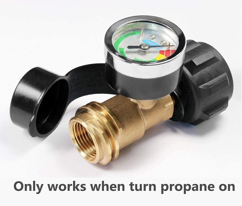 DOZYANT Propane Tank Gauge Level Indicator Leak Detector Gas Pressure Meter Color Coded Universal for Cylinder, BBQ Gas Grill, RV Camper, Heater and More Appliances - Type 1 Connection