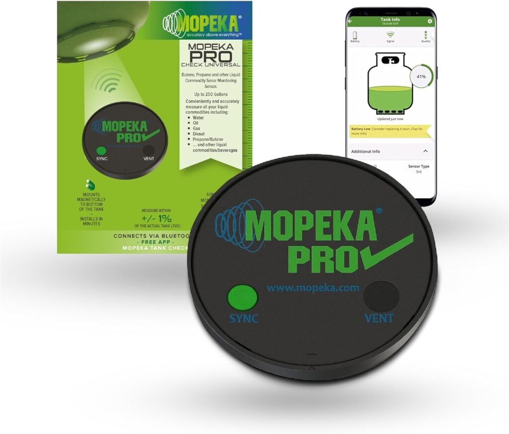 Mopeka Pro Check Sensor - Wireless Propane Tank Magnetic Sensor Level Indicator - Propane Gas Tank Pressure Gauge Electronic for BBQ Grill - Remote Ready Propane, Butane and Fuel Level Gauge with App