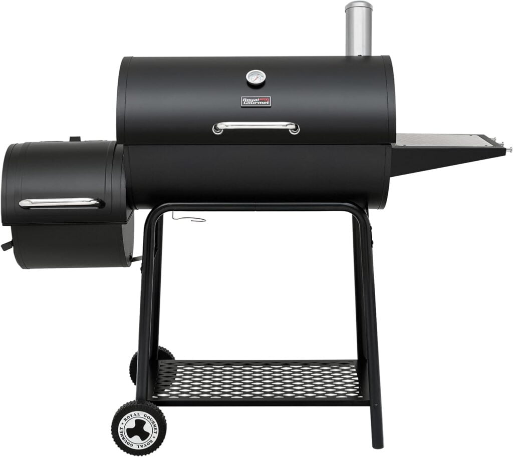 Royal Gourmet CC1830M 30-Inch Barrel Charcoal Grill with Offset Smoker, 811 Square Inches, Outdoor Backyard, Patio and Parties, Black, Large Royal Gourmet CC1830M 30-Inch Barrel Charcoal Grill with Offset Smoker, 811 Square Inches, Outdoor Backyard, Patio and Parties, Black, Large