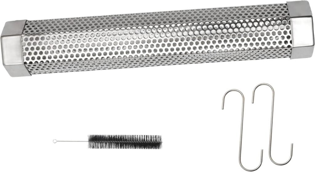 ASMOKE Pellet Smoker Tube - 13.4 Hexagonal Premium Stainless Steel Smoking Tube for Enhanced Flavor - Ideal for Meat Smoking, Works with ASMOKE Smoker, Creates Evenly Aromatic Smoke, Brushes Included