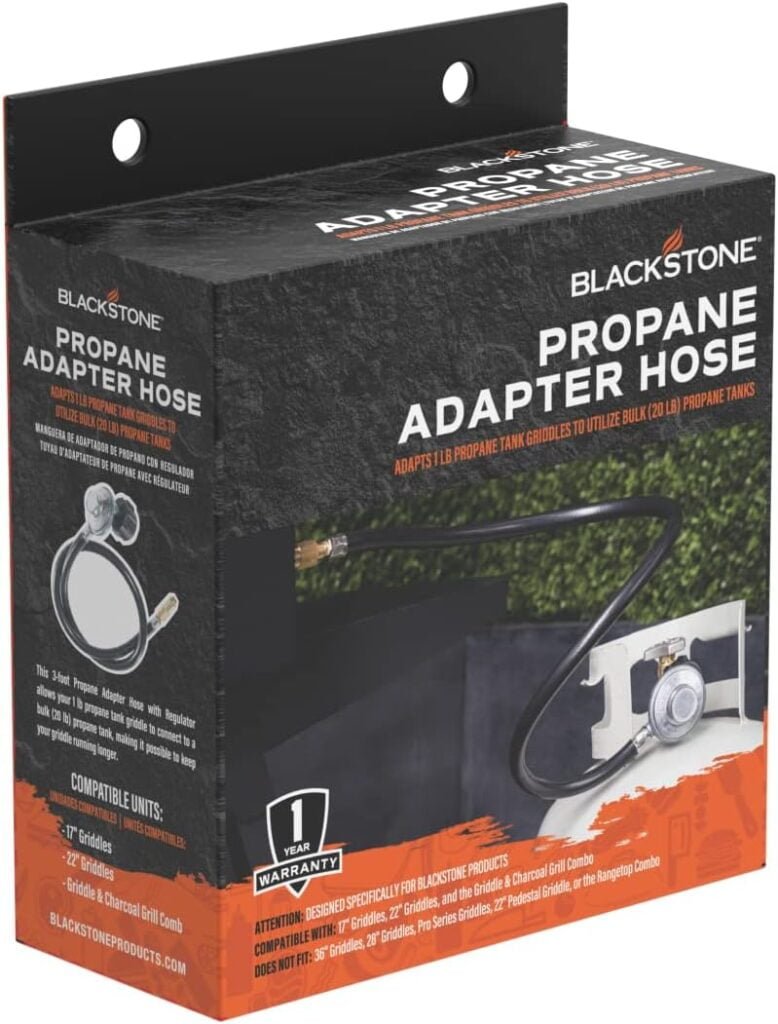 Blackstone 5471 Propane Adapter Hose  Regulator for 20 lb Tank, Gas Grill  Griddle - Weather Resistant  Corrosion Resistant - Extends Up To 3 Feet