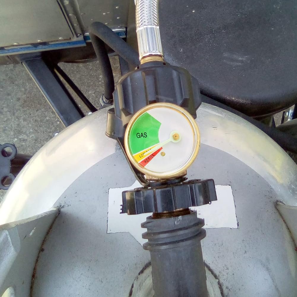 Hooshing Propane Tank Adapter with Gauge Converts POL LP Tank Service Valve to QCC1/Type 1 with Wrench Old to New Connection for RV, BBQ Gas Grill Heater Propane Appliances Hooshing Propane Tank Adapter with Gauge Converts POL LP Tank Service Valve to QCC1/Type 1 with Wrench Old to New Connection for RV, BBQ Gas Grill Heater Propane Appliances