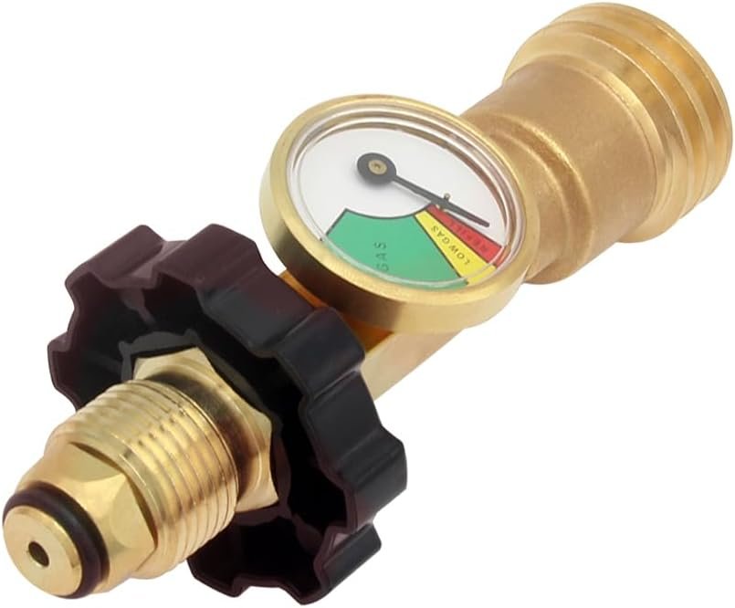 Hooshing Propane Tank Adapter with Gauge Converts POL LP Tank Service Valve to QCC1/Type 1 with Wrench Old to New Connection for RV, BBQ Gas Grill Heater Propane Appliances Hooshing Propane Tank Adapter with Gauge Converts POL LP Tank Service Valve to QCC1/Type 1 with Wrench Old to New Connection for RV, BBQ Gas Grill Heater Propane Appliances