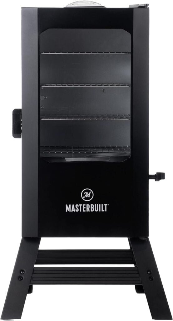 Masterbuilt® 30-inch Digital Electric Vertical BBQ Smoker with 710 Square Cooking Square Inches, Leg Kit, Side Wood Chip Loader, Digital Control Board in Black, Model MB20070421