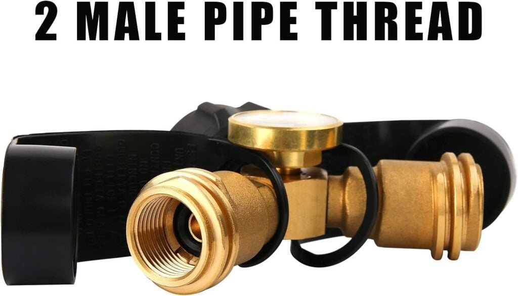 Solimeta Dual Propane Tank Connection, Propane Tank Y Splitter Adapter with Gauge, Level Indicator, Gas Pressure Meter for RV Camper, Cylinder, BBQ Gas Grill