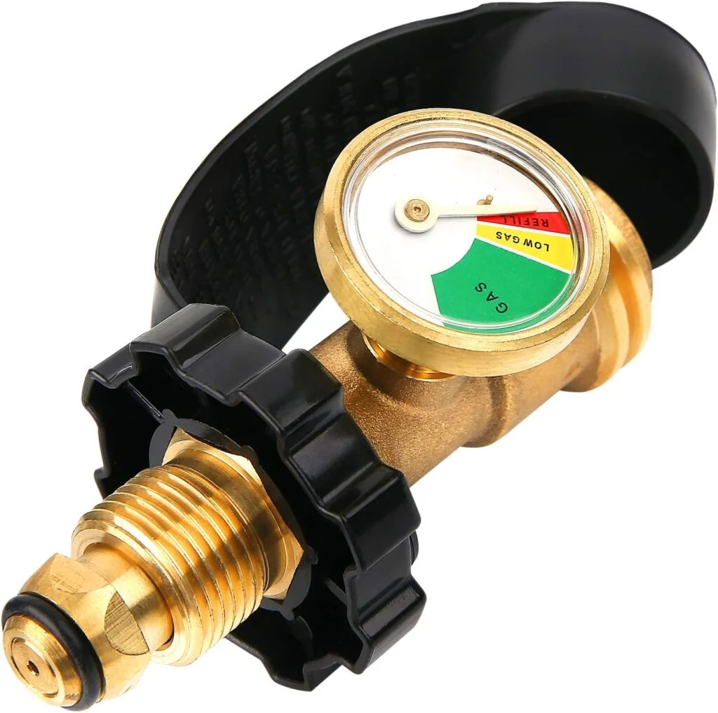 Solimeta Dual Propane Tank Connection, Propane Tank Y Splitter Adapter with Gauge, Level Indicator, Gas Pressure Meter for RV Camper, Cylinder, BBQ Gas Grill Solimeta Dual Propane Tank Connection, Propane Tank Y Splitter Adapter with Gauge, Level Indicator, Gas Pressure Meter for RV Camper, Cylinder, BBQ Gas Grill