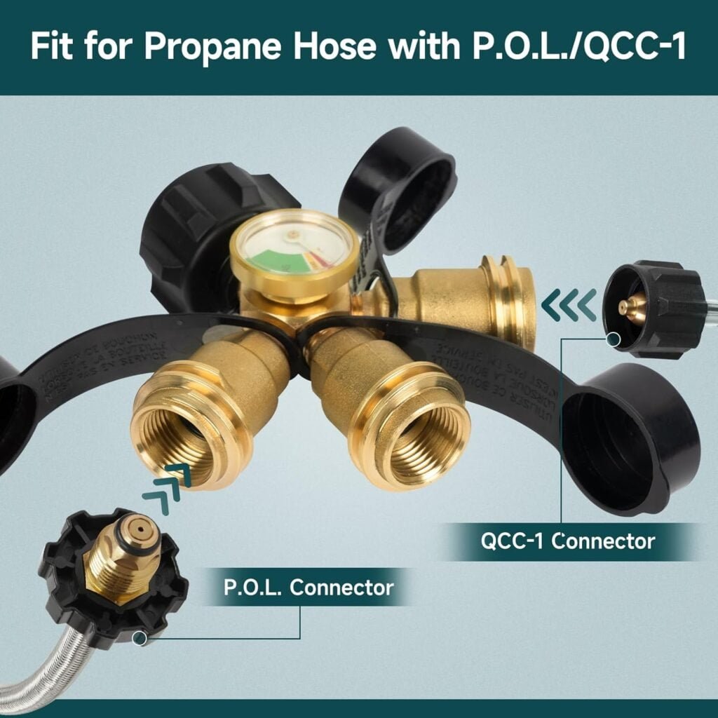 GASPRO Propane Splitter with Gauge, Propane Tank Splitter 2 Way for 5-40LB, Perfect for Heaters, Camping Stoves, BBQ Grills, Gas Burners and More GASPRO Propane Splitter with Gauge, Propane Tank Splitter 2 Way for 5-40LB, Perfect for Heaters, Camping Stoves, BBQ Grills, Gas Burners and More