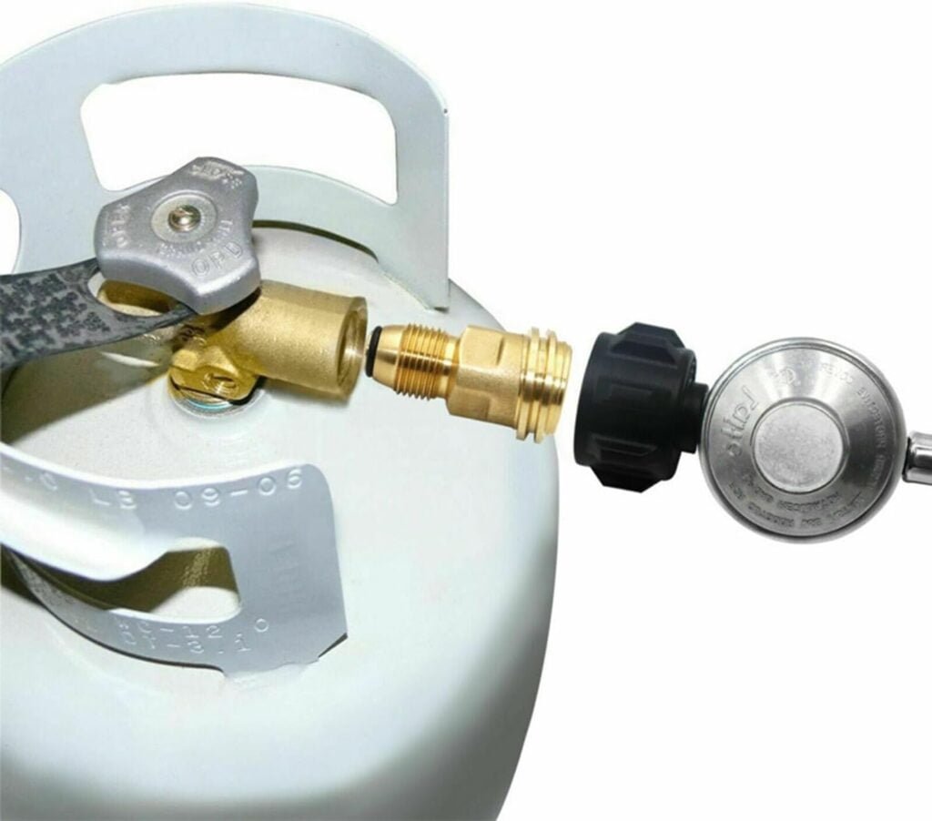 Hooshing Propane Tank Adapter Converts POL LP Tank Service Valve to QCC1 / Type1 Hose or Regulator- Old to New. (Brass) Hooshing Propane Tank Adapter Converts POL LP Tank Service Valve to QCC1 / Type1 Hose or Regulator- Old to New. (Brass)