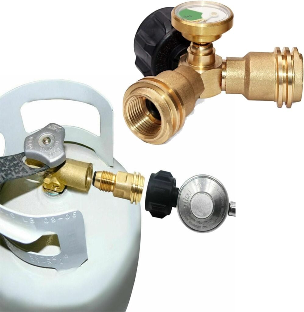 Hooshing Propane Tank Adapter Converts POL LP Tank Service Valve to QCC1 / Type1 Hose or Regulator- Old to New. (Brass) Hooshing Propane Tank Adapter Converts POL LP Tank Service Valve to QCC1 / Type1 Hose or Regulator- Old to New. (Brass)