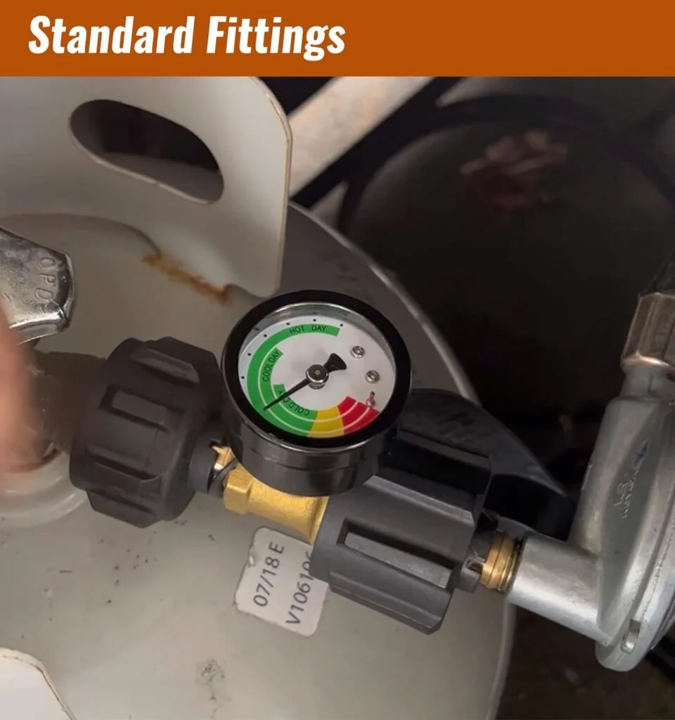 Propane Tank Gauge, 3 Colors Coded Universal for Cylinder, Grill, Heater, RV Camper and More, 5-40 Pound LP Tank Gas Level Indicator, QCC1 / Type 1 Connection Propane Tank Gauge, 3 Colors Coded Universal for Cylinder, Grill, Heater, RV Camper and More, 5-40 Pound LP Tank Gas Level Indicator, QCC1 / Type 1 Connection