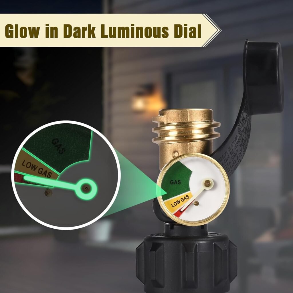 Propane Tank Gauge Level Indicator Leak Detector Propane Gas Gauge Pressure Meter for RV Camper QCC1 Type1 Cylinder BBQ Gas Grill Heater