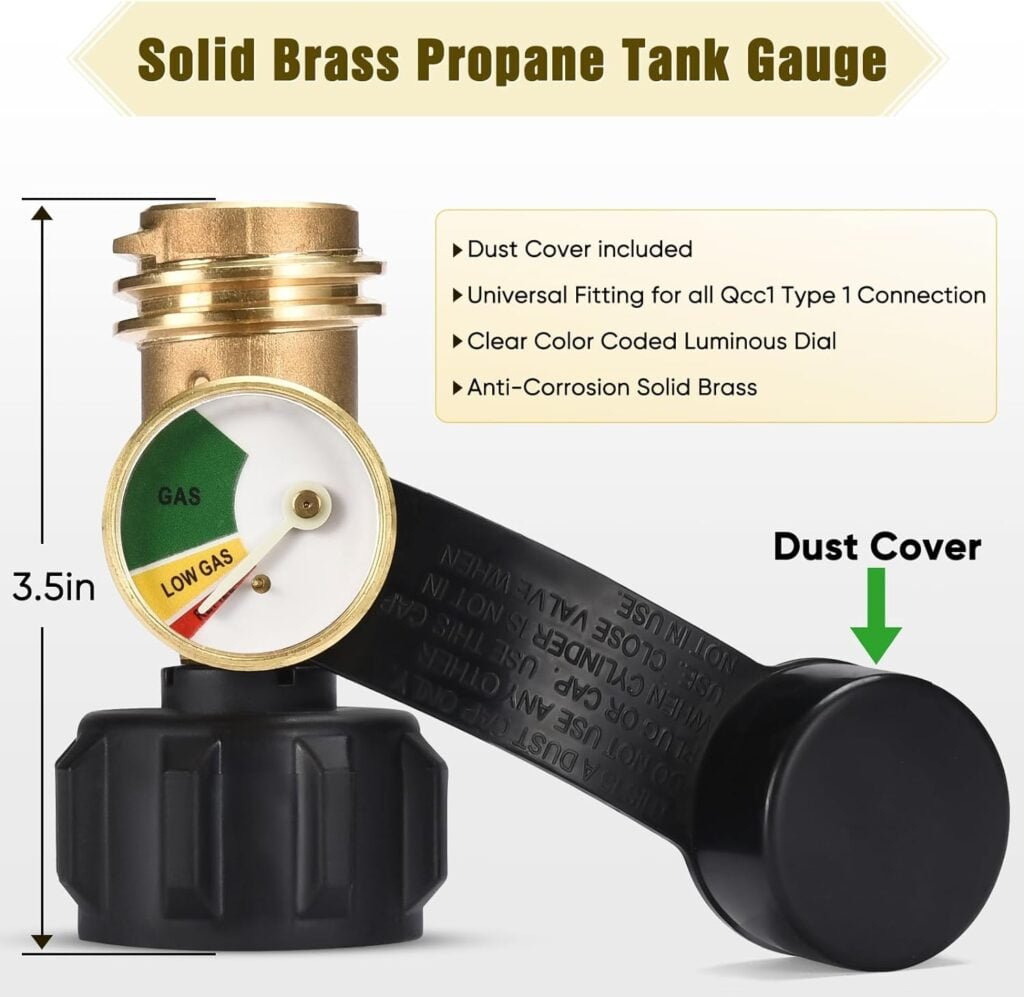 Propane Tank Gauge Level Indicator Leak Detector Propane Gas Gauge Pressure Meter for RV Camper QCC1 Type1 Cylinder BBQ Gas Grill Heater