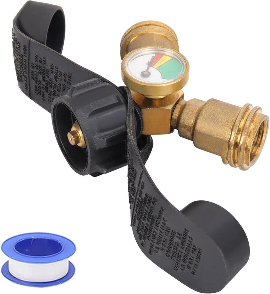 Propane Tank Splitter 2 Way with Shut Off Valve, Propane Tank Y Splitter Adapter Propane Tank Double Valve with Gauge, Propane Diverter Propane Shut Off Valve for RV, Camp Stove Grill, Heater, Burners Propane Tank Splitter 2 Way with Shut Off Valve, Propane Tank Y Splitter Adapter Propane Tank Double Valve with Gauge, Propane Diverter Propane Shut Off Valve for RV, Camp Stove Grill, Heater, Burners