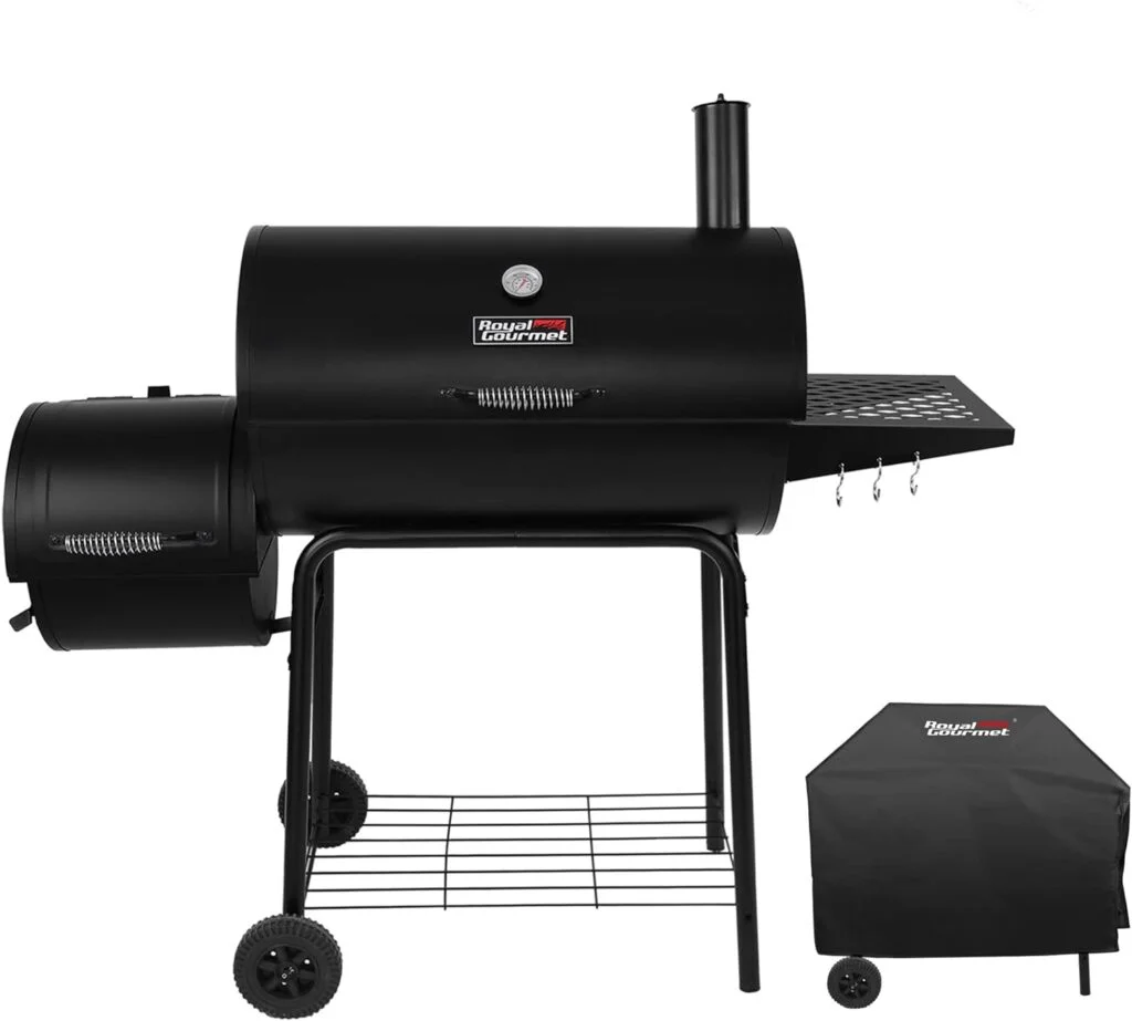 Royal Gourmet CC1830RC 30 Barrel Charcoal Grill with Offset, 811 Square Inches Smoker with Cover for Outdoor Garden, Patio, and Backyard Cooking, Black Royal Gourmet CC1830RC 30 Barrel Charcoal Grill with Offset, 811 Square Inches Smoker with Cover for Outdoor Garden, Patio, and Backyard Cooking, Black