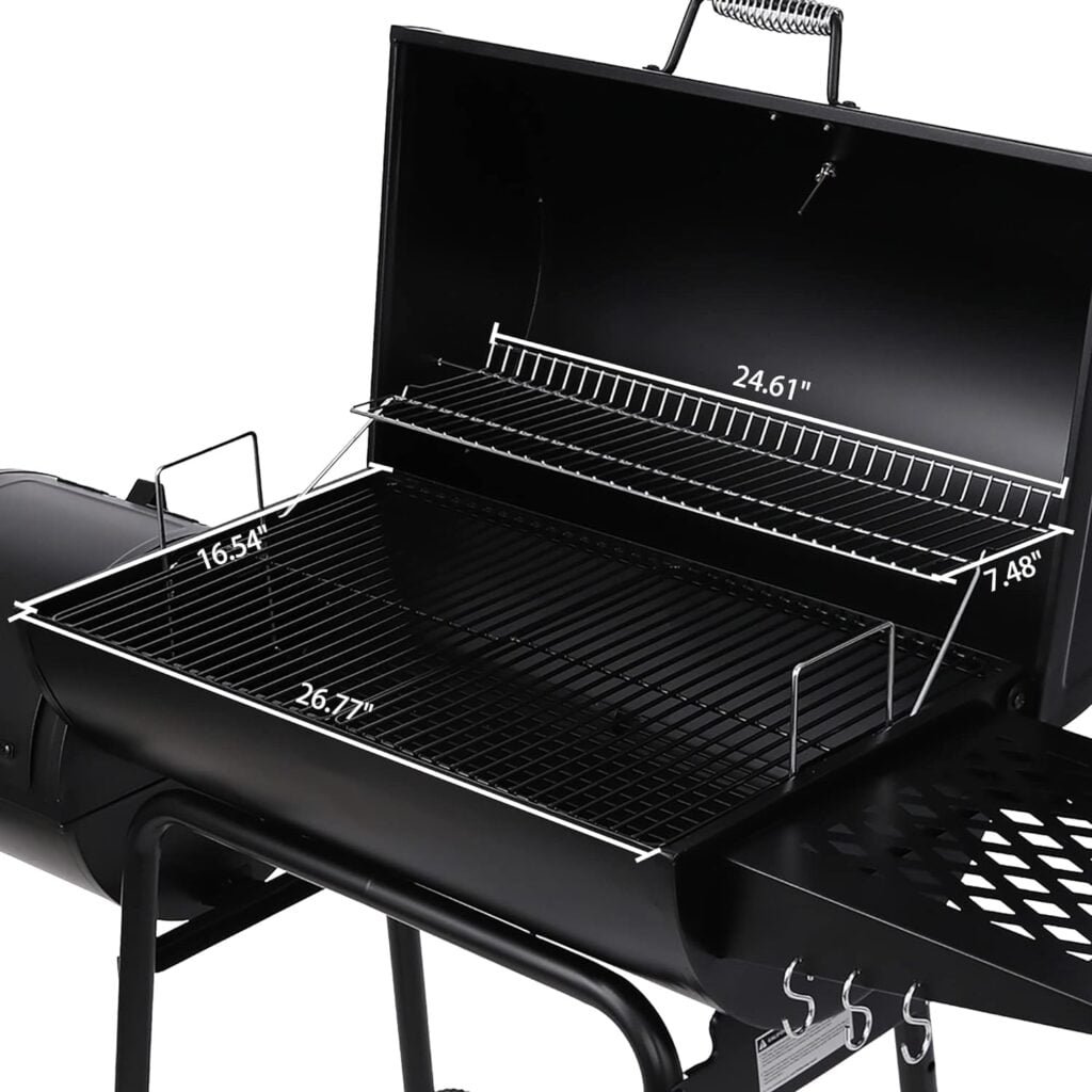 Royal Gourmet CC1830RC 30 Barrel Charcoal Grill with Offset, 811 Square Inches Smoker with Cover for Outdoor Garden, Patio, and Backyard Cooking, Black