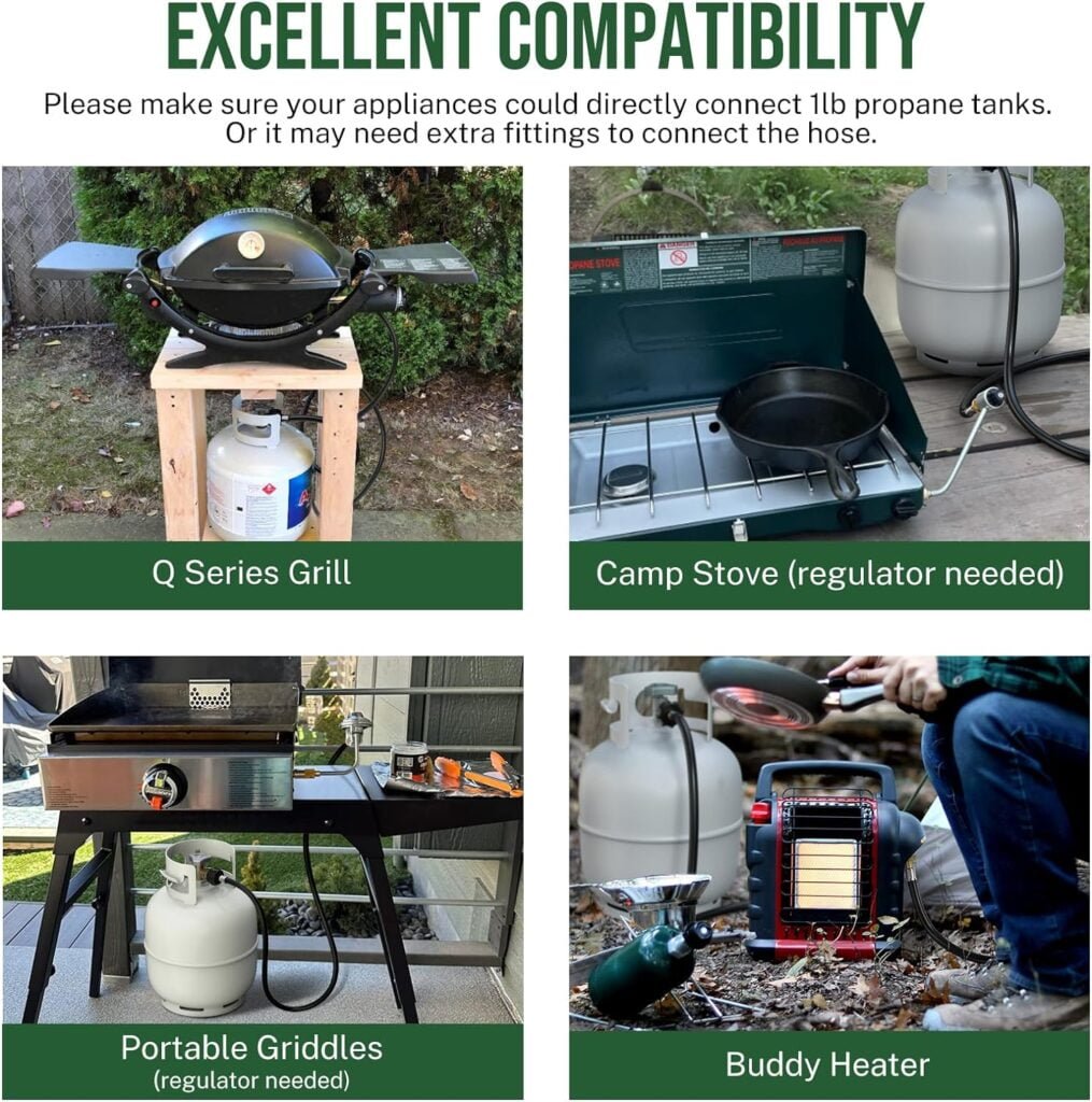 4FT Propane Hose Adapter 1lb to 20lb, Propane Tank Hose with QCC1/Type1 for 5-40lb Propane Tanks, Propane Adapter Hose with CGA600 Connection for Weber Q Grill/Coleman Stove/Buddy Heater 4FT Propane Hose Adapter 1lb to 20lb, Propane Tank Hose with QCC1/Type1 for 5-40lb Propane Tanks, Propane Adapter Hose with CGA600 Connection for Weber Q Grill/Coleman Stove/Buddy Heater