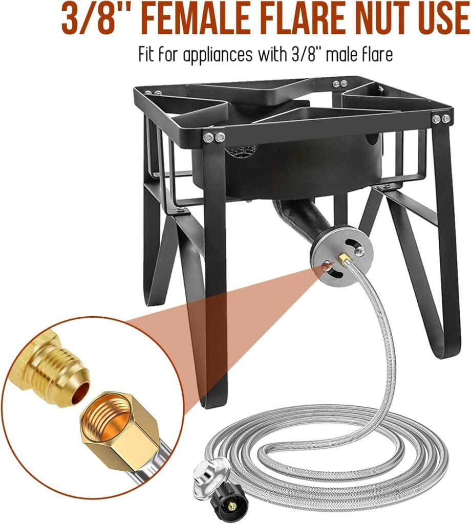 5ft Gas Grill Propane Adapter Hose with Regulator to 5-40lb Propane Tanks, QCC1 to 3/8 Female Flare Nut  Adapter for Blackstone Griddle 17/22,Heater,Weber Grill Conversion Kit Replacement