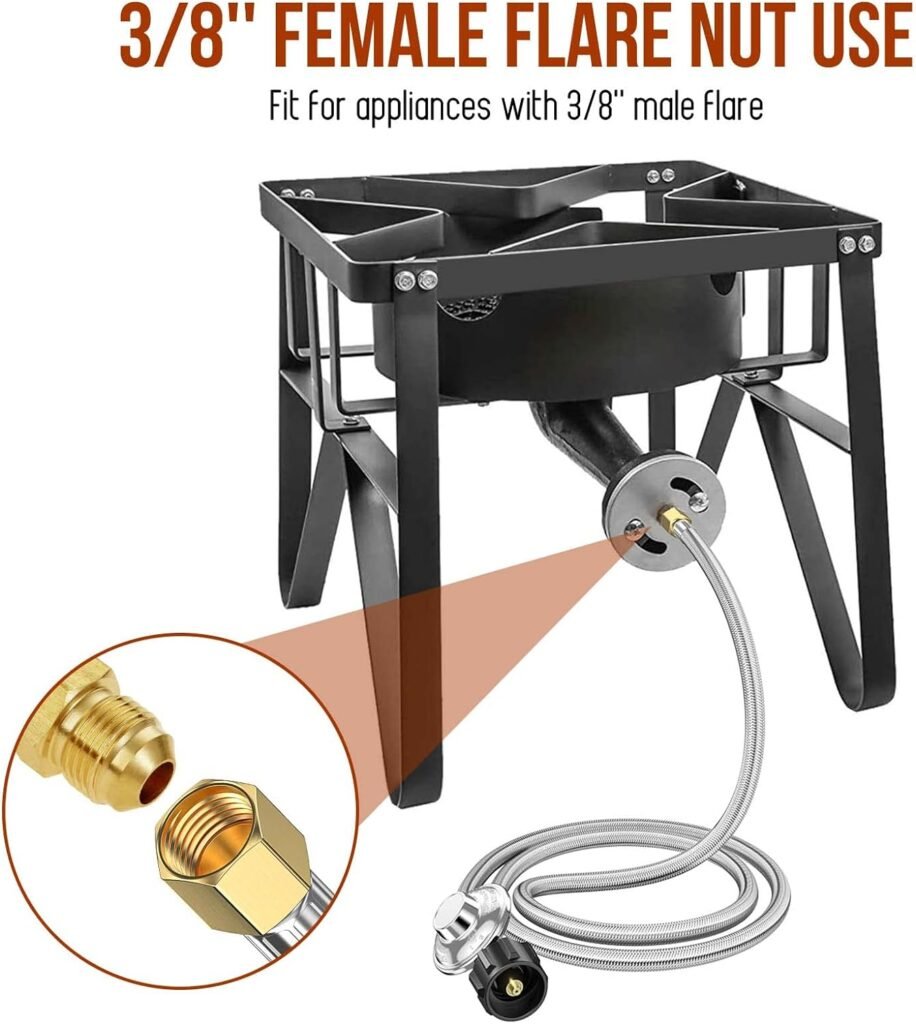 5ft Gas Grill Propane Adapter Hose with Regulator to 5-40lb Propane Tanks, QCC1 to 3/8 Female Flare Nut  Adapter for Blackstone Griddle 17/22,Heater,Weber Grill Conversion Kit Replacement