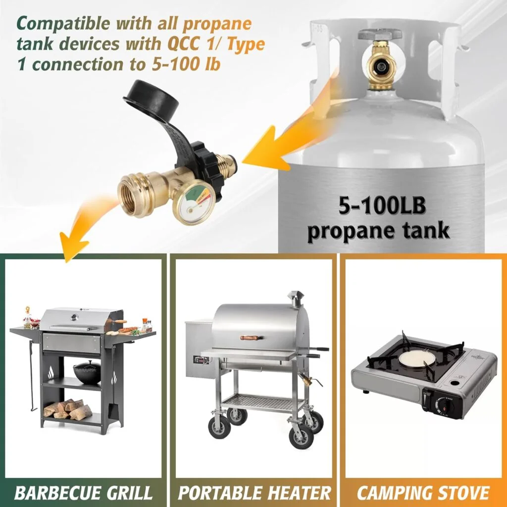 100 lb Propane Tank gauge Adapter, Propane Gauge for 100 lb Propane Tank, Propane Tank Adapter Converts POL LP Tank Service Valve to QCC1/Type1 with Propane- Old to New Connection Type, Solid Brass 100 lb Propane Tank gauge Adapter, Propane Gauge for 100 lb Propane Tank, Propane Tank Adapter Converts POL LP Tank Service Valve to QCC1/Type1 with Propane- Old to New Connection Type, Solid Brass